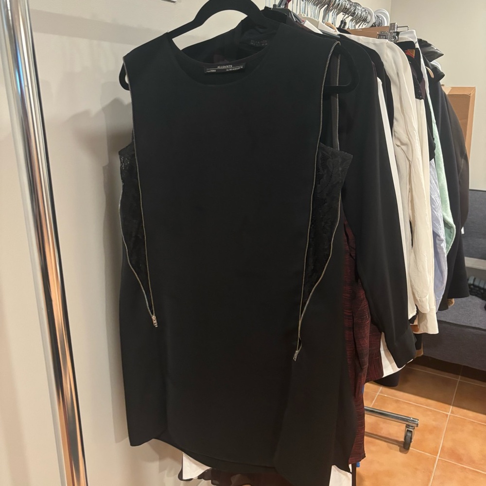 All Saints Black sleeveless Dress with lace details